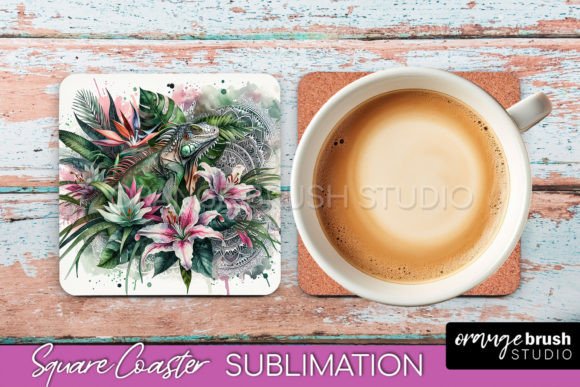 Download Tropical Animals Square Coaster Design - Premium Resources