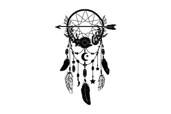 Download Silhouette Dreamcatcher with Moon Stars - Silhouette dreamcatcher Collection